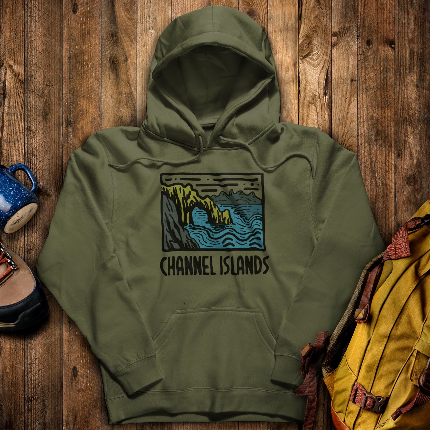 Channel Islands National Park Hoodie Military Green Adventure and Outdoors Themed Hoodie