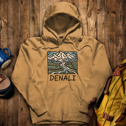 Denali National Park Hoodie Mustard Adventure and Outdoors Themed Hoodie