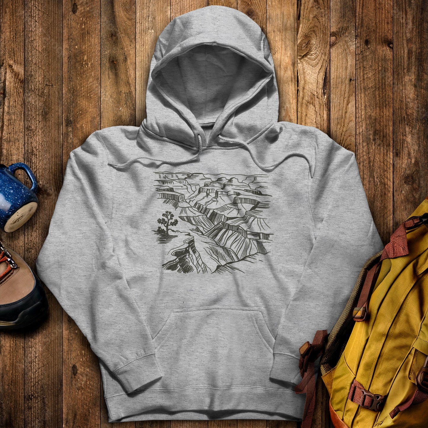 Grand Canyon Doodle Hoodie Sport Grey Adventure and Outdoors Themed Hoodie