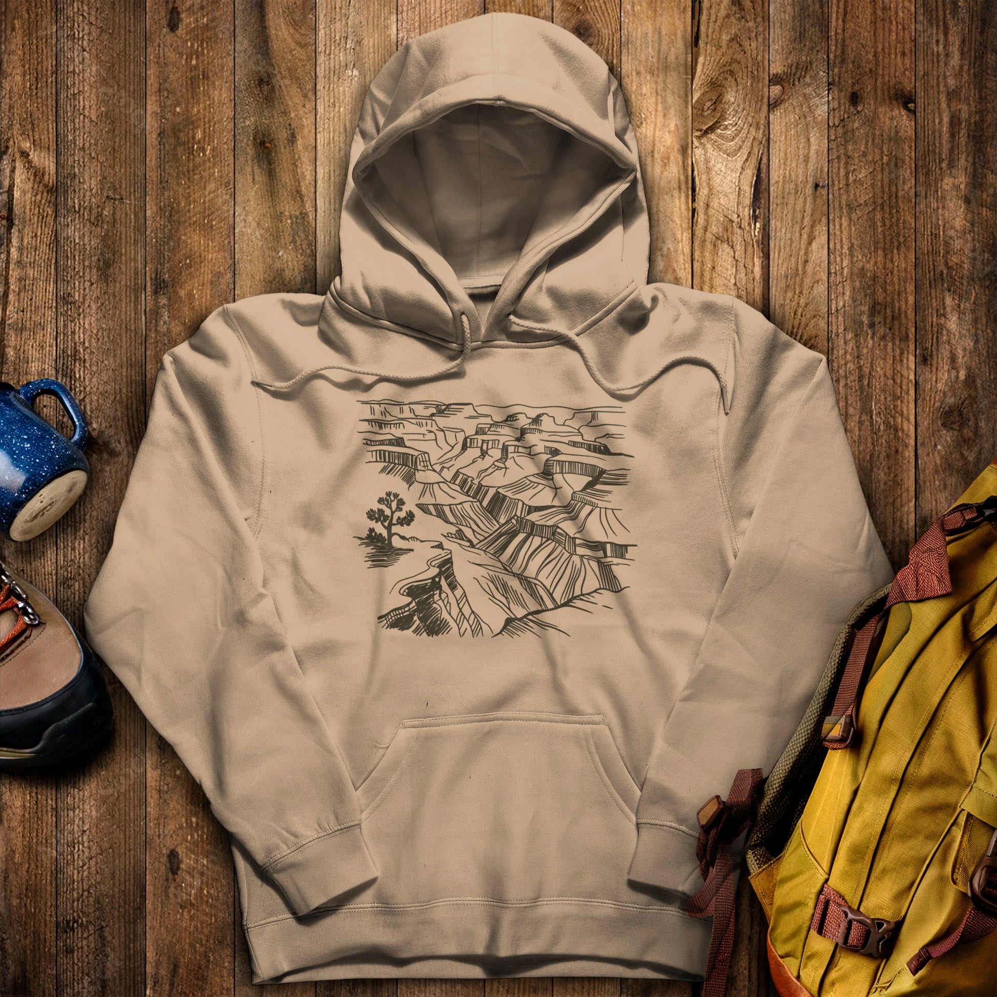 Grand Canyon Doodle Hoodie Sand Adventure and Outdoors Themed Hoodie