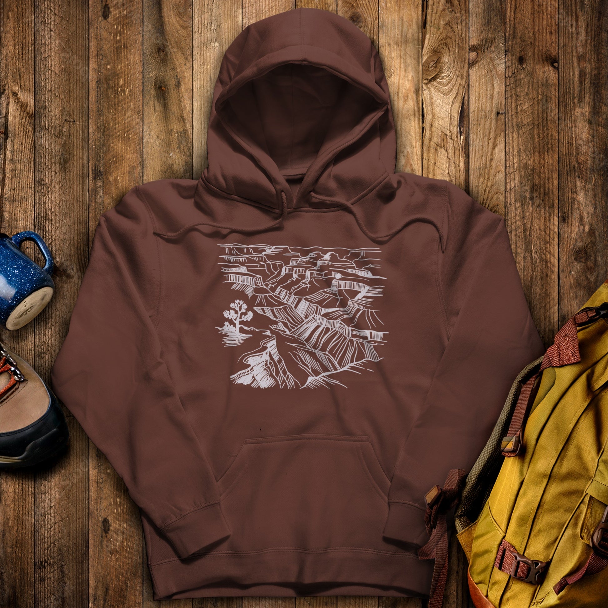 Grand Canyon Doodle Hoodie Cocoa Adventure and Outdoors Themed Hoodie