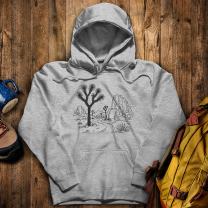Joshua Tree Doodle Hoodie Sport Grey Adventure and Outdoors Themed Hoodie