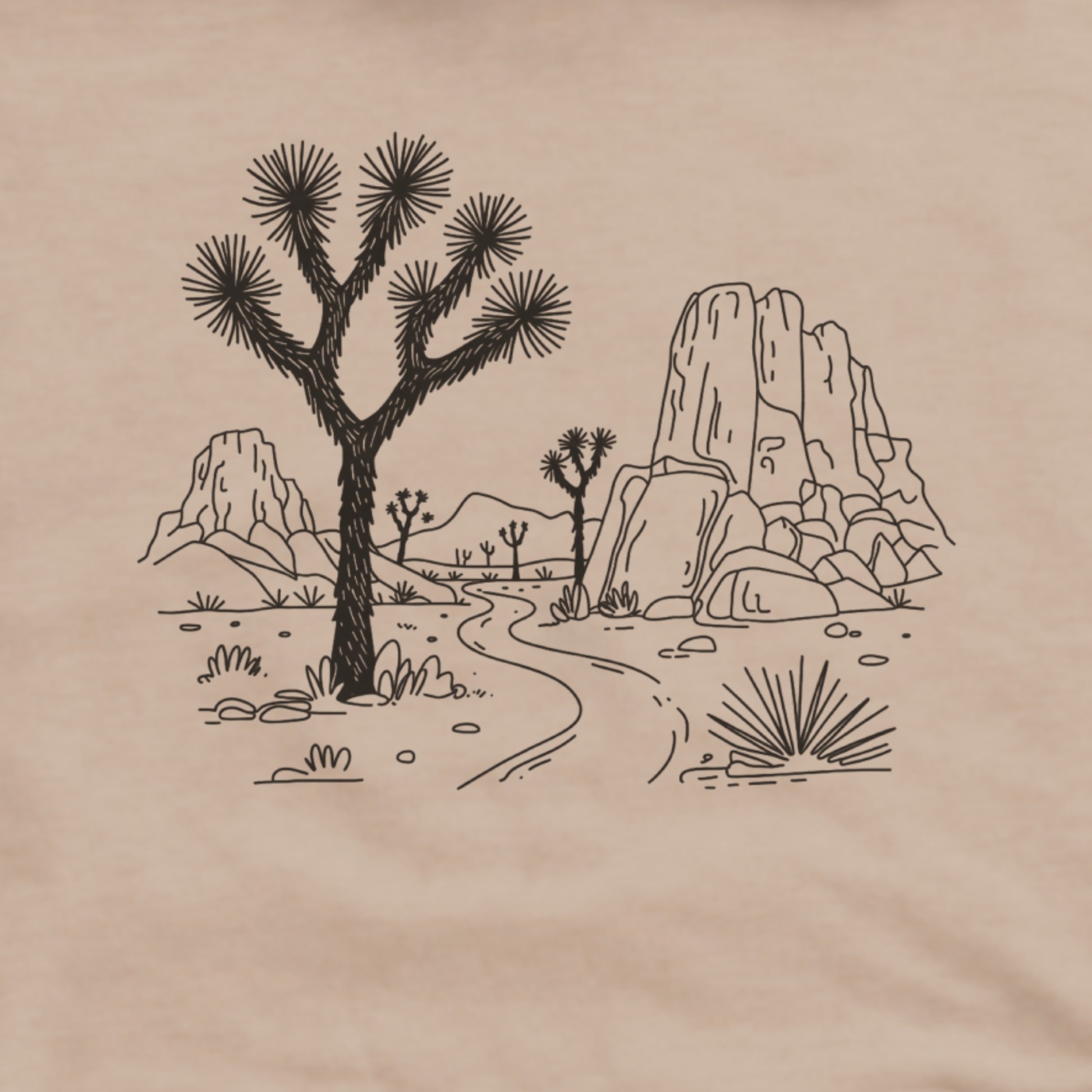 Joshua Tree Doodle Hoodie Adventure and Outdoors Themed Hoodie