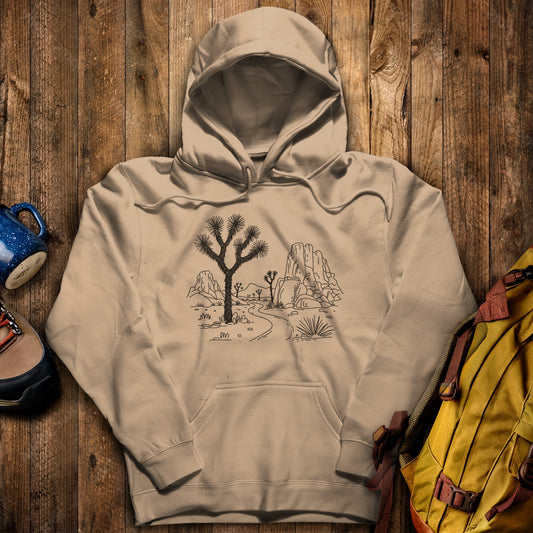 Joshua Tree Doodle Hoodie Sand Adventure and Outdoors Themed Hoodie