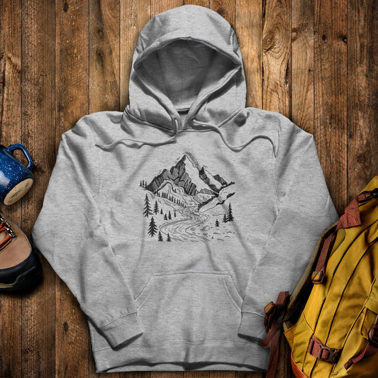 North Cascades Doodle Hoodie Sport Grey Adventure and Outdoors Themed Hoodie