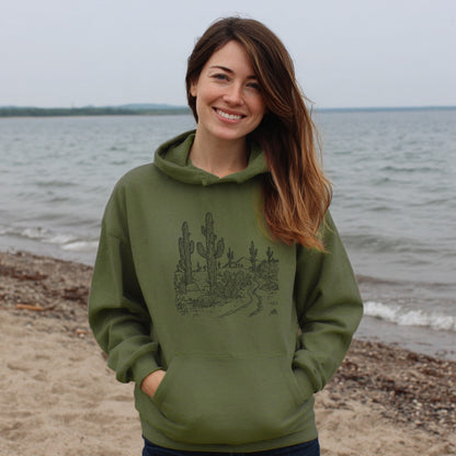 Saguaro Doodle Hoodie Adventure and Outdoors Themed Hoodie