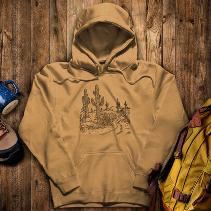 Saguaro Doodle Hoodie Mustard Adventure and Outdoors Themed Hoodie