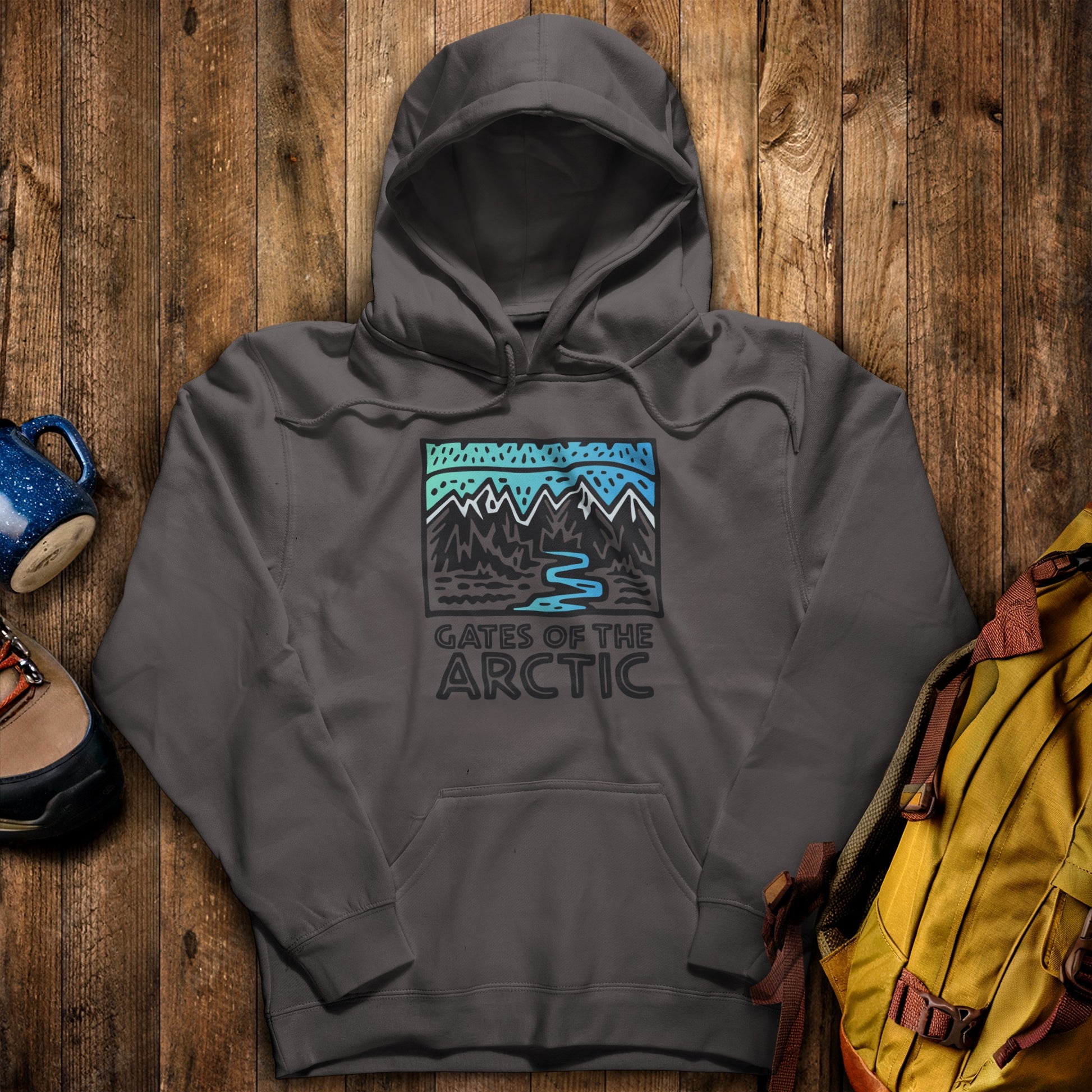 Gates of the Artic National Park Hoodie Charcoal Adventure and Outdoors Themed Hoodie