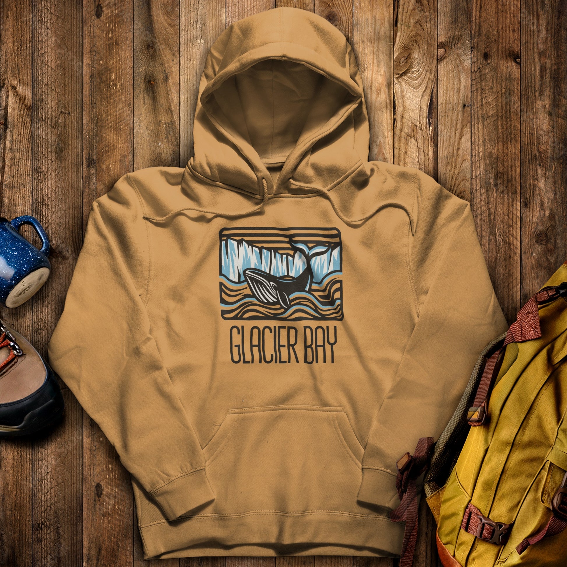 Glacier Bay National Park Hoodie Mustard Adventure and Outdoors Themed Hoodie