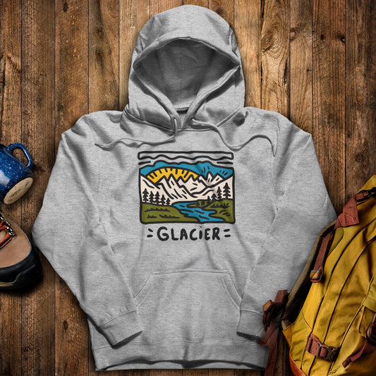 Glacier National Park Hoodie Sport Grey Adventure and Outdoors Themed Hoodie