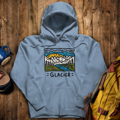 Glacier National Park Hoodie Stone Blue Adventure and Outdoors Themed Hoodie