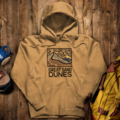 Great Sand Dunes National Park Hoodie Mustard Adventure and Outdoors Themed Hoodie