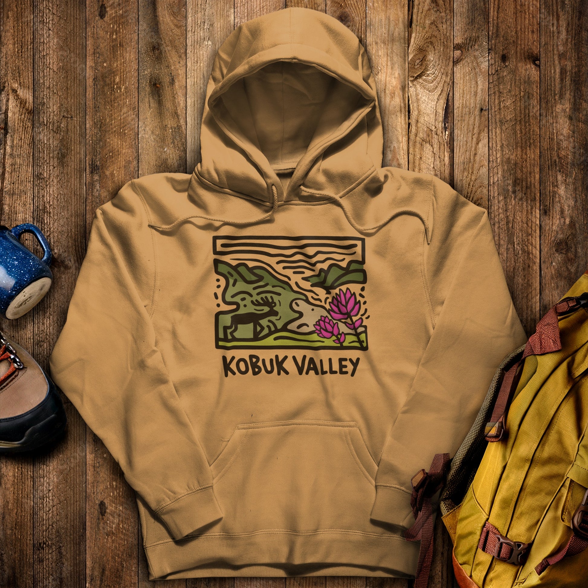 Kobuk Valley National Park Hoodie Mustard Adventure and Outdoors Themed Hoodie