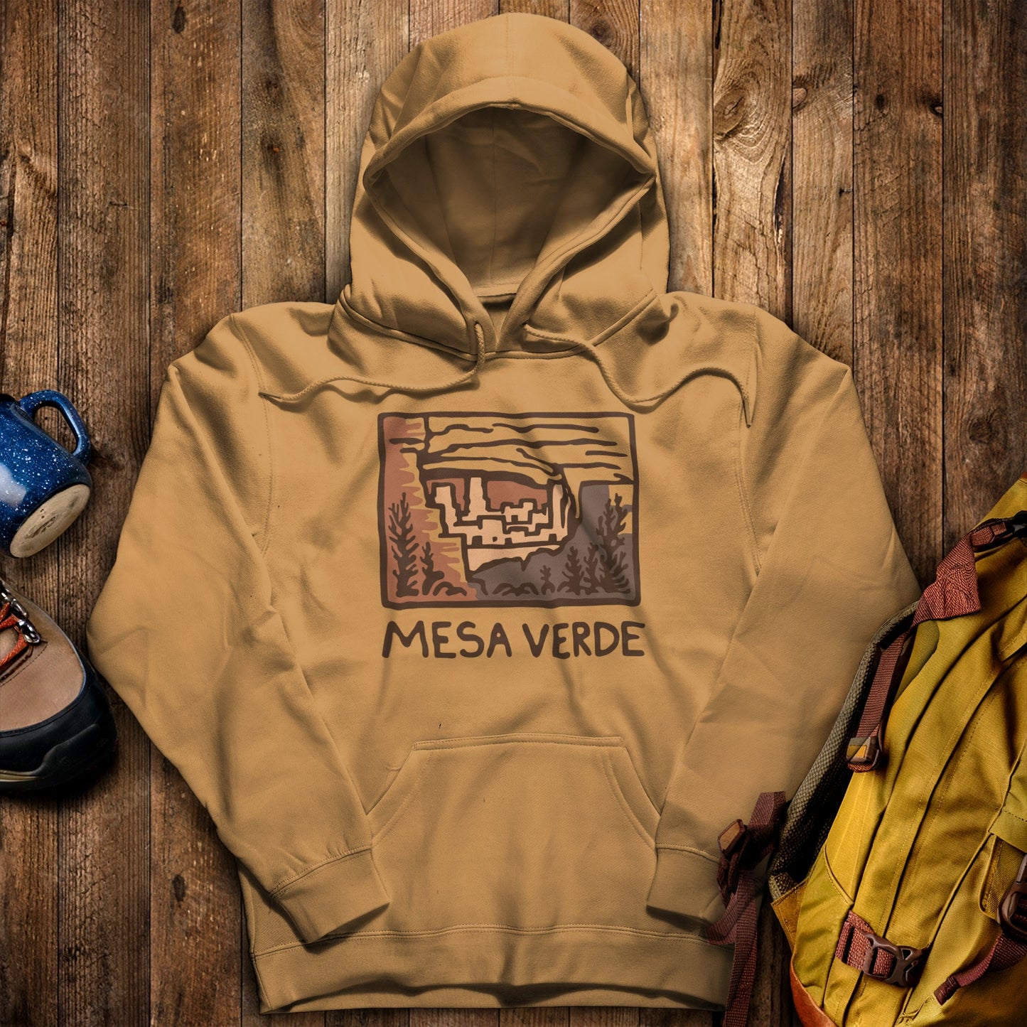 Mesa Verde National Park Hoodie Mustard Adventure and Outdoors Themed Hoodie