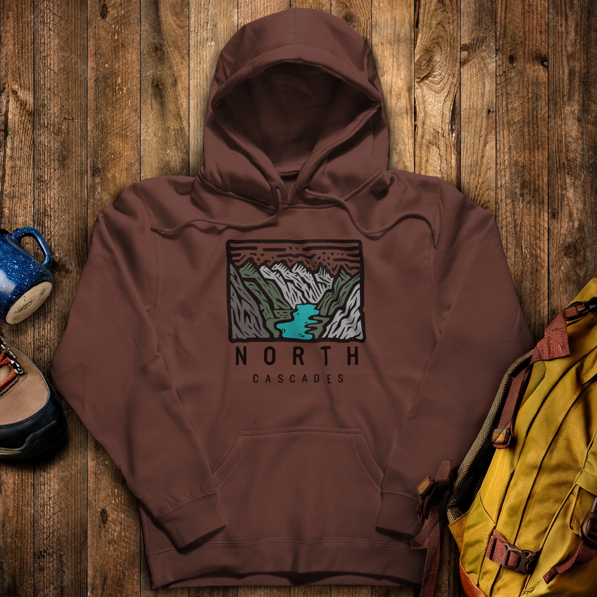 North Cascades National Park Hoodie Cocoa Adventure and Outdoors Themed Hoodie