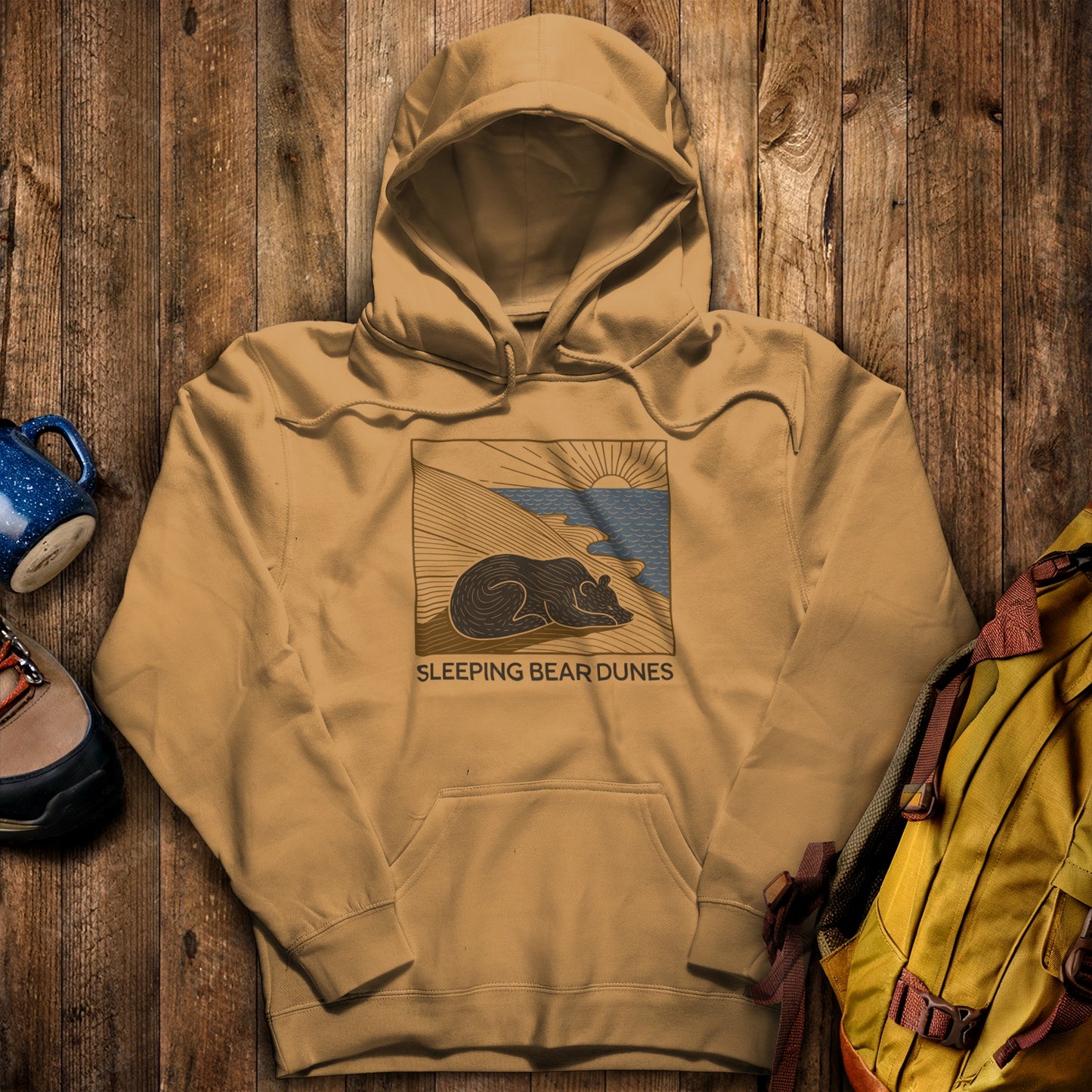 Sleeping Bear Dunes National Lakeshore Hoodie Mustard Adventure and Outdoors Themed Hoodie