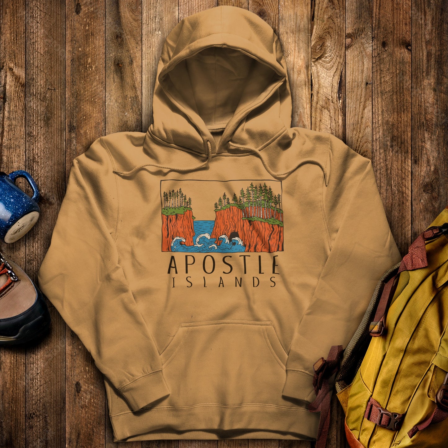 Apostle Islands National Lakeshore Hoodie Mustard Adventure and Outdoors Themed Hoodie