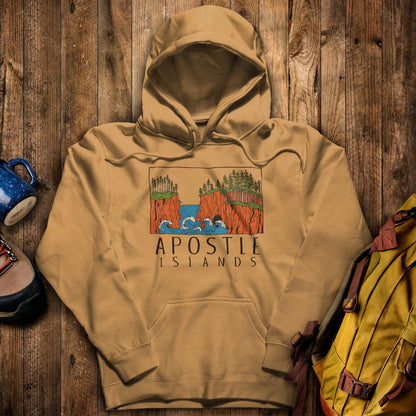 Apostle Islands National Lakeshore Hoodie Mustard Adventure and Outdoors Themed Hoodie