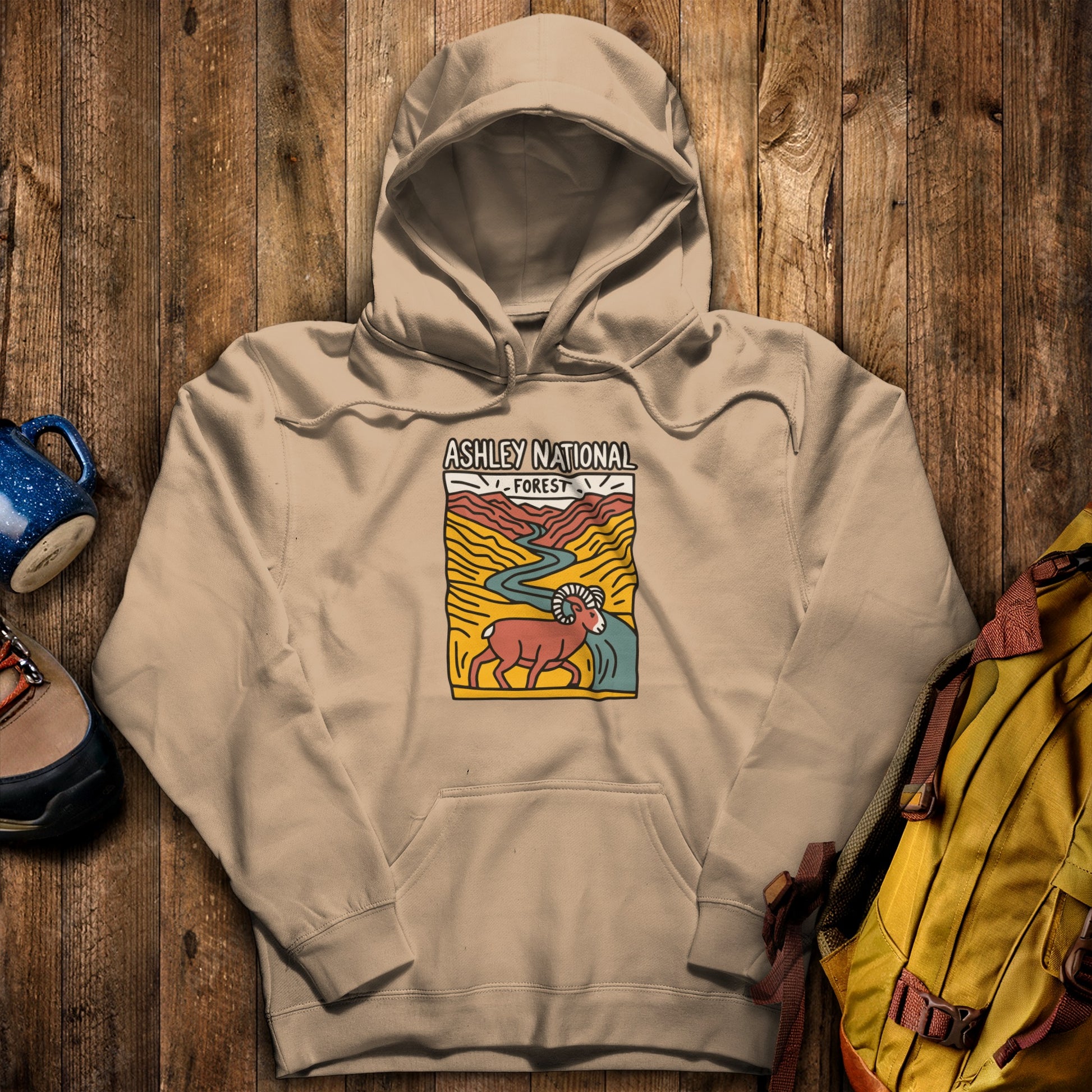 Ashley National Forest Hoodie Sand Adventure and Outdoors Themed Hoodie