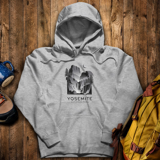 Yosemite National Park Noir Hoodie Sport Grey Adventure and Outdoors Themed Hoodie