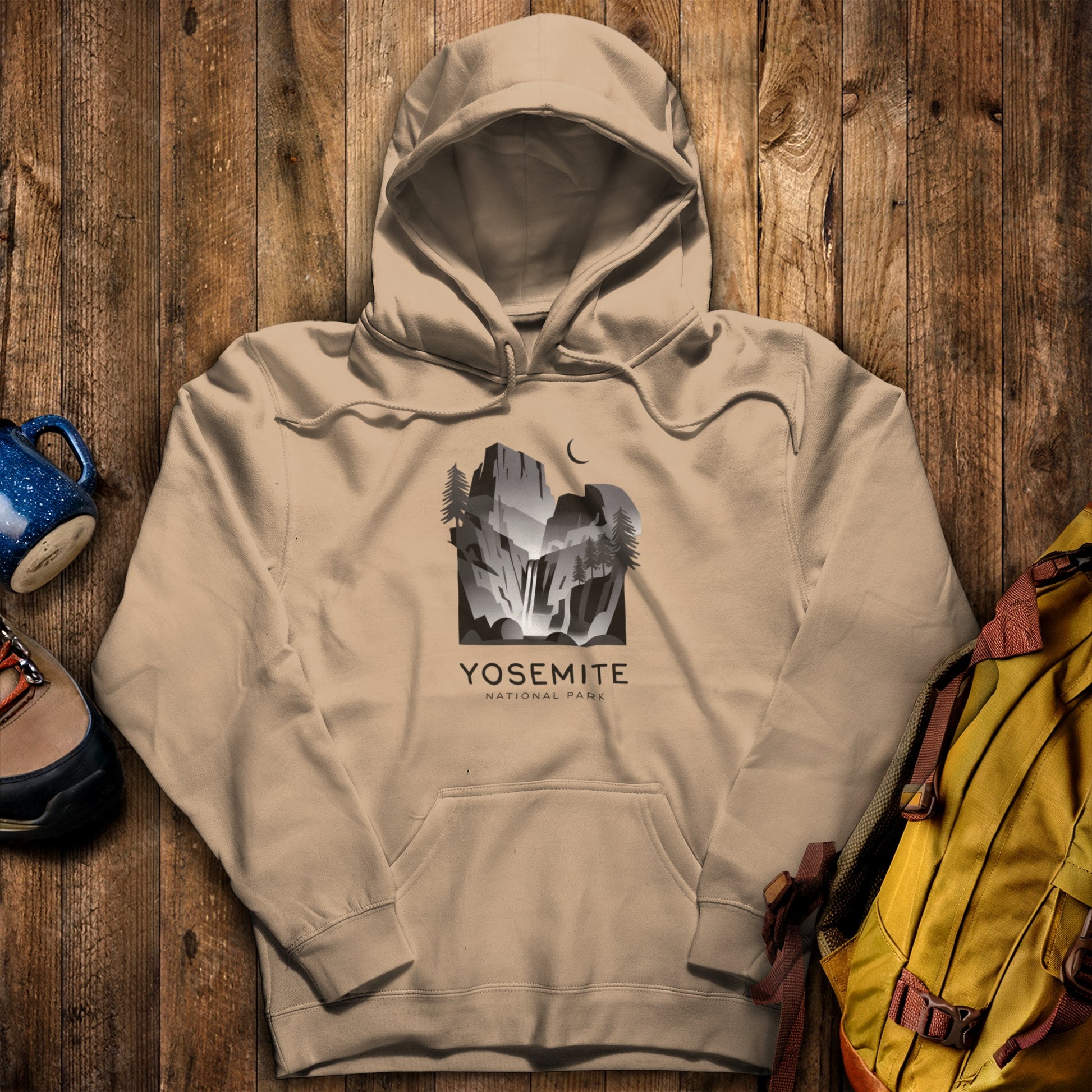 Yosemite National Park Noir Hoodie Sand Adventure and Outdoors Themed Hoodie
