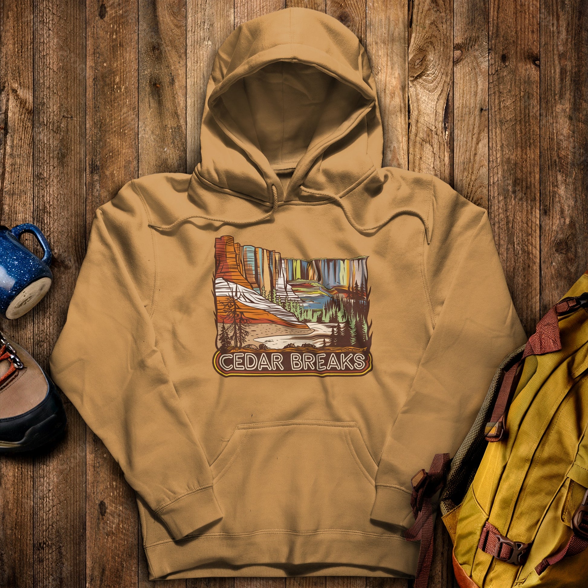 Cedar Breaks National Forest Hoodie Mustard Adventure and Outdoors Themed Hoodie