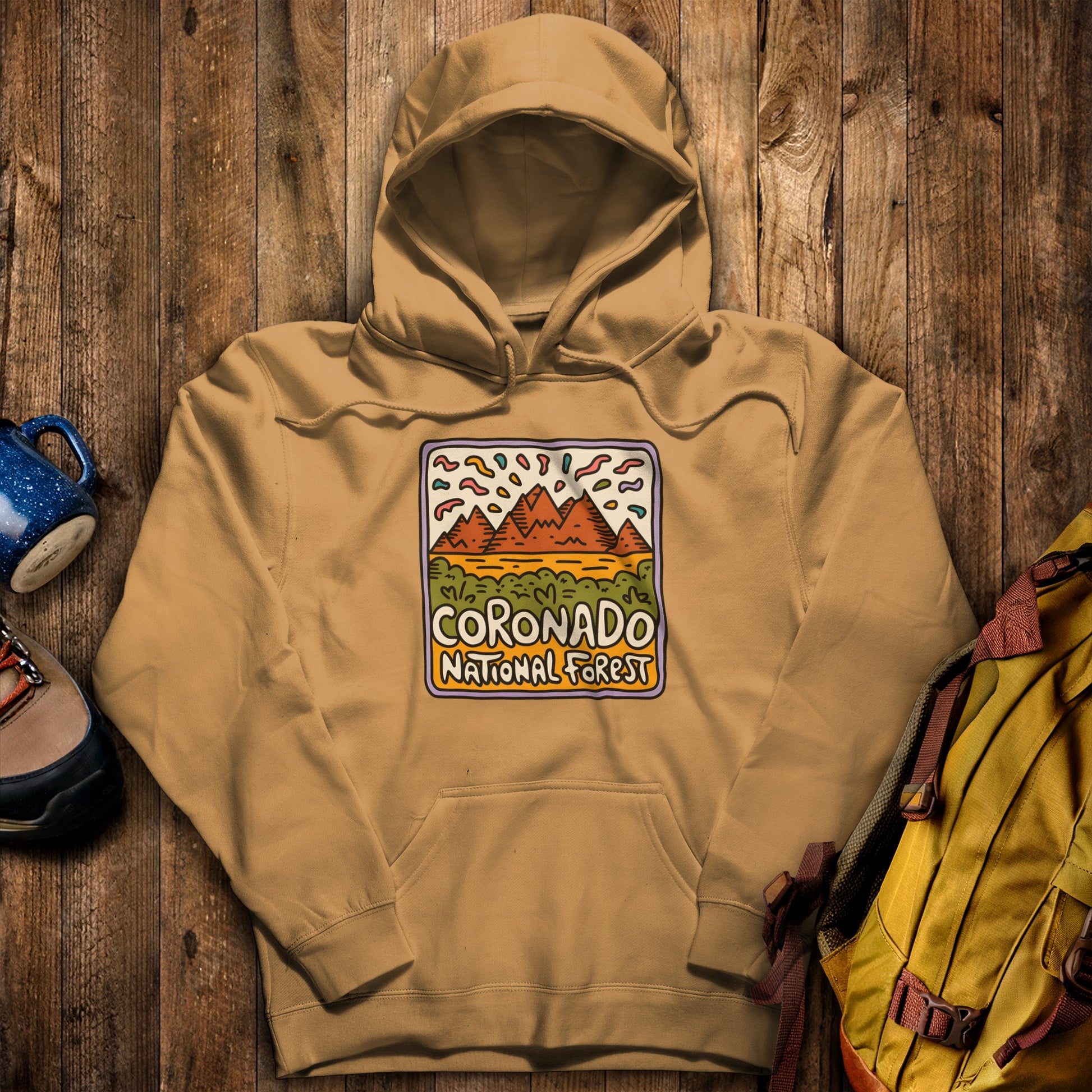 Coronado National Forest Hoodie Mustard Adventure and Outdoors Themed Hoodie