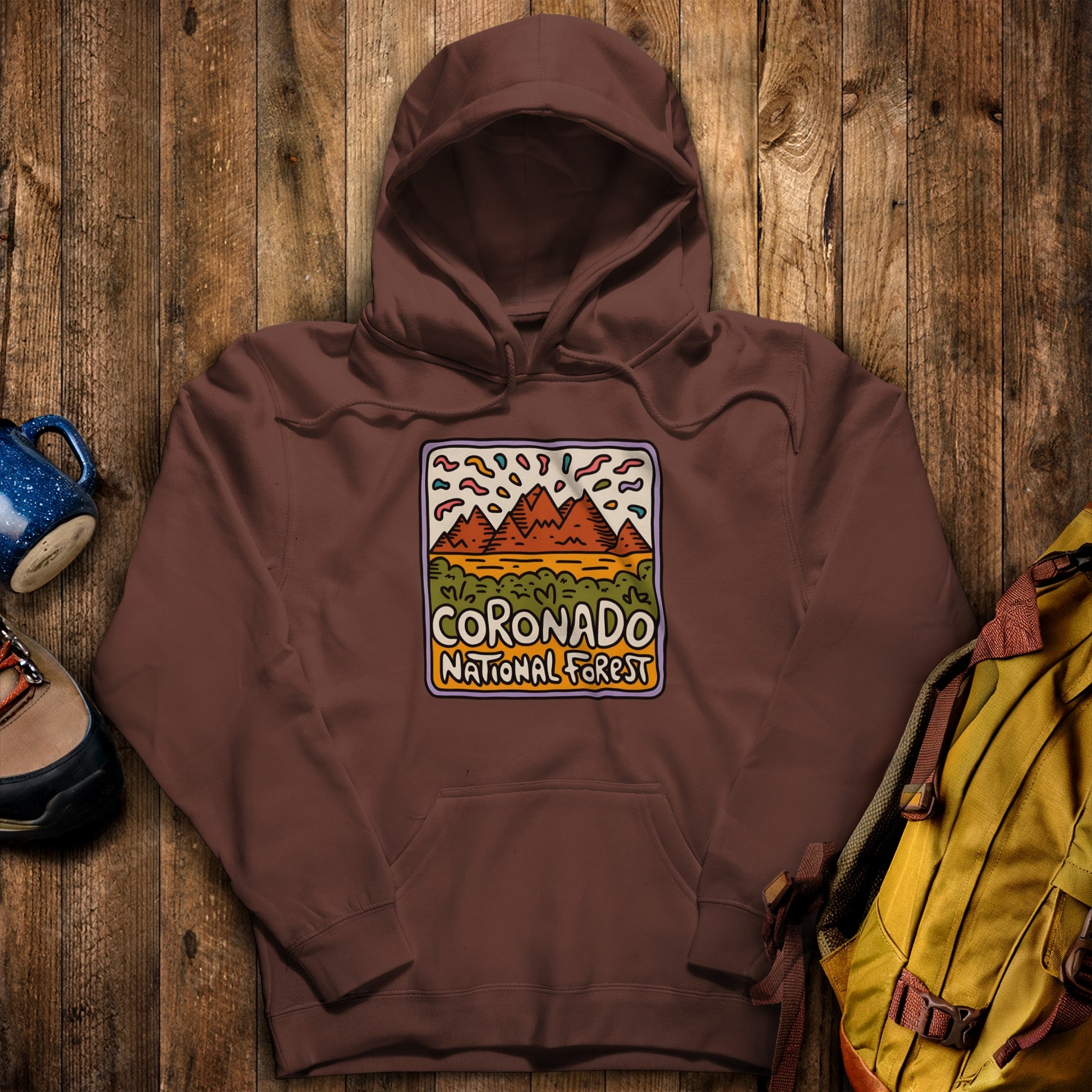 Coronado National Forest Hoodie Cocoa Adventure and Outdoors Themed Hoodie