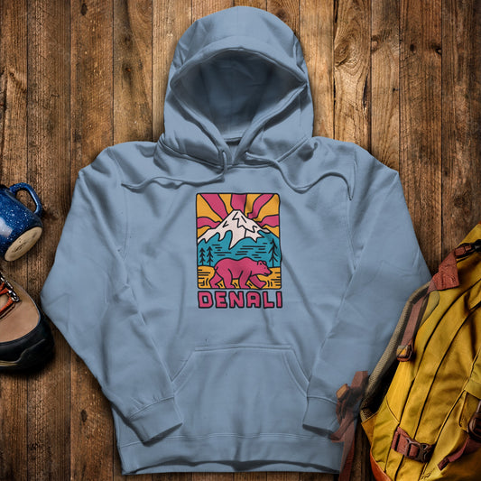 Denali National Park Hoodie Stone Blue Adventure and Outdoors Themed Hoodie