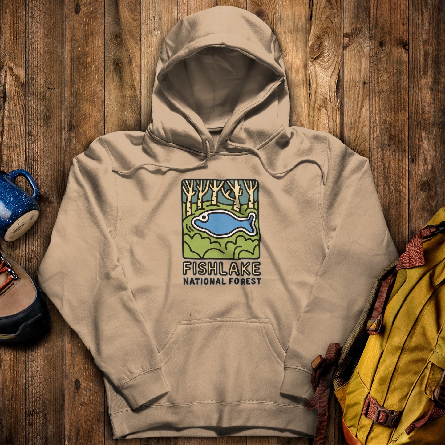 Fishlake National Forest Hoodie Sand Adventure and Outdoors Themed Hoodie