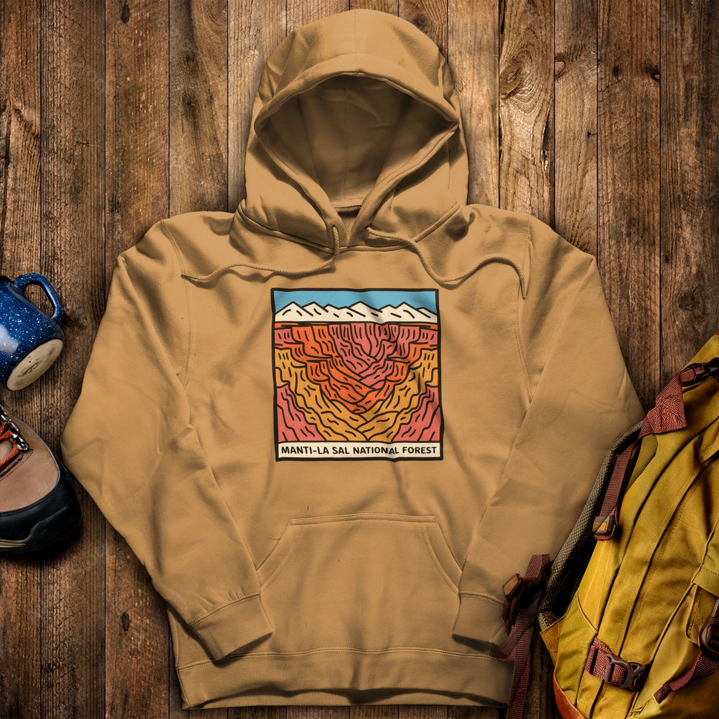Manti-La Sal National Forest Hoodie Mustard Adventure and Outdoors Themed Hoodie