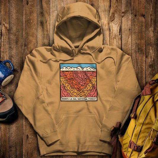 Manti-La Sal National Forest Hoodie Mustard Adventure and Outdoors Themed Hoodie