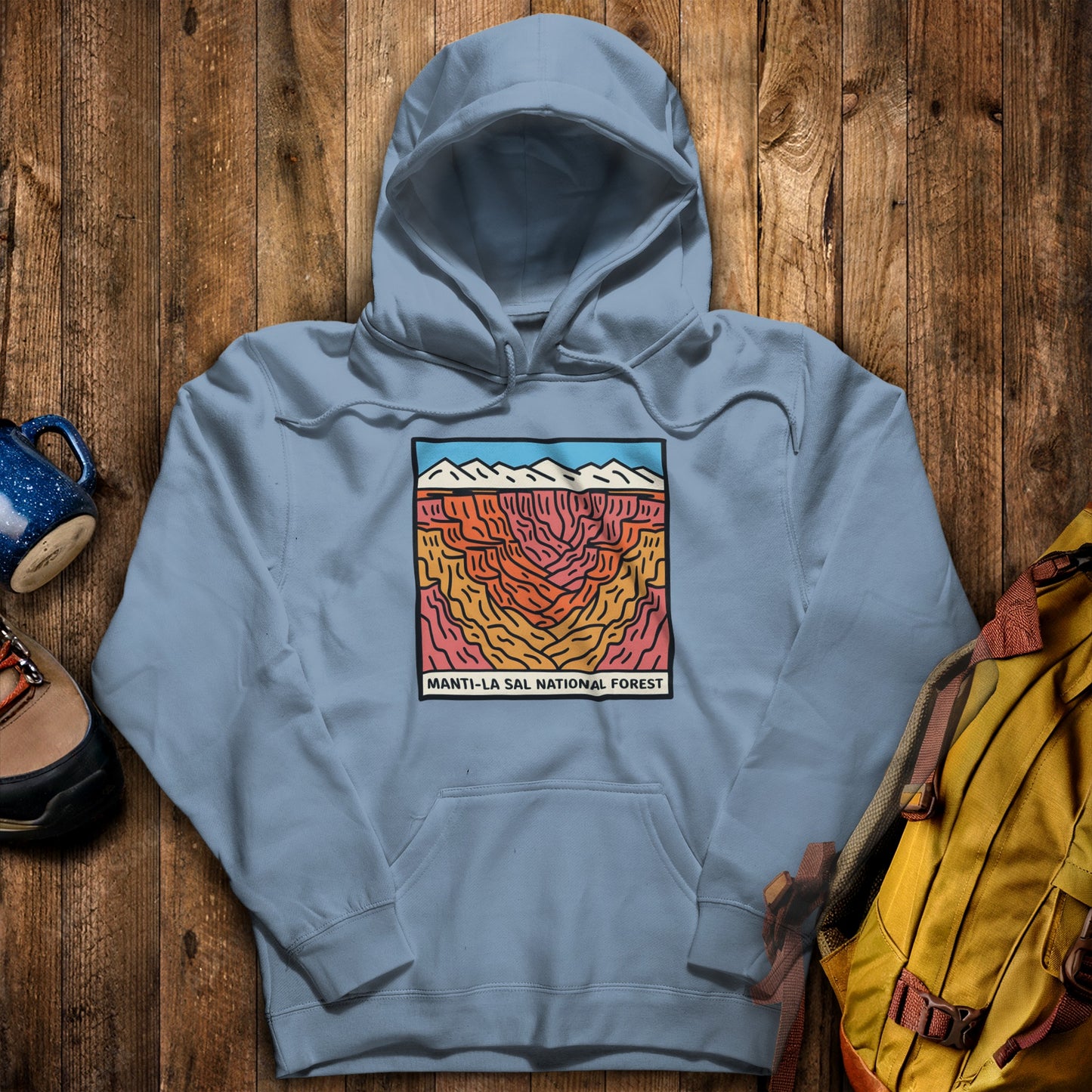 Manti-La Sal National Forest Hoodie Stone Blue Adventure and Outdoors Themed Hoodie