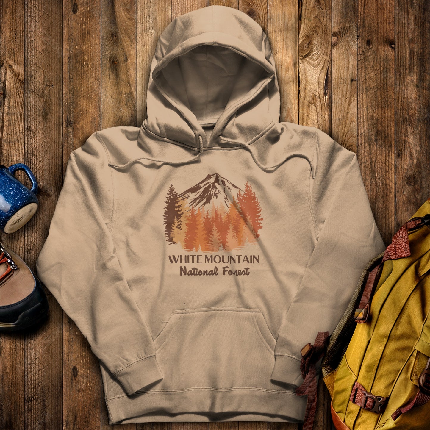 White Mountain National Forest Hoodie Sand Adventure and Outdoors Themed Hoodie