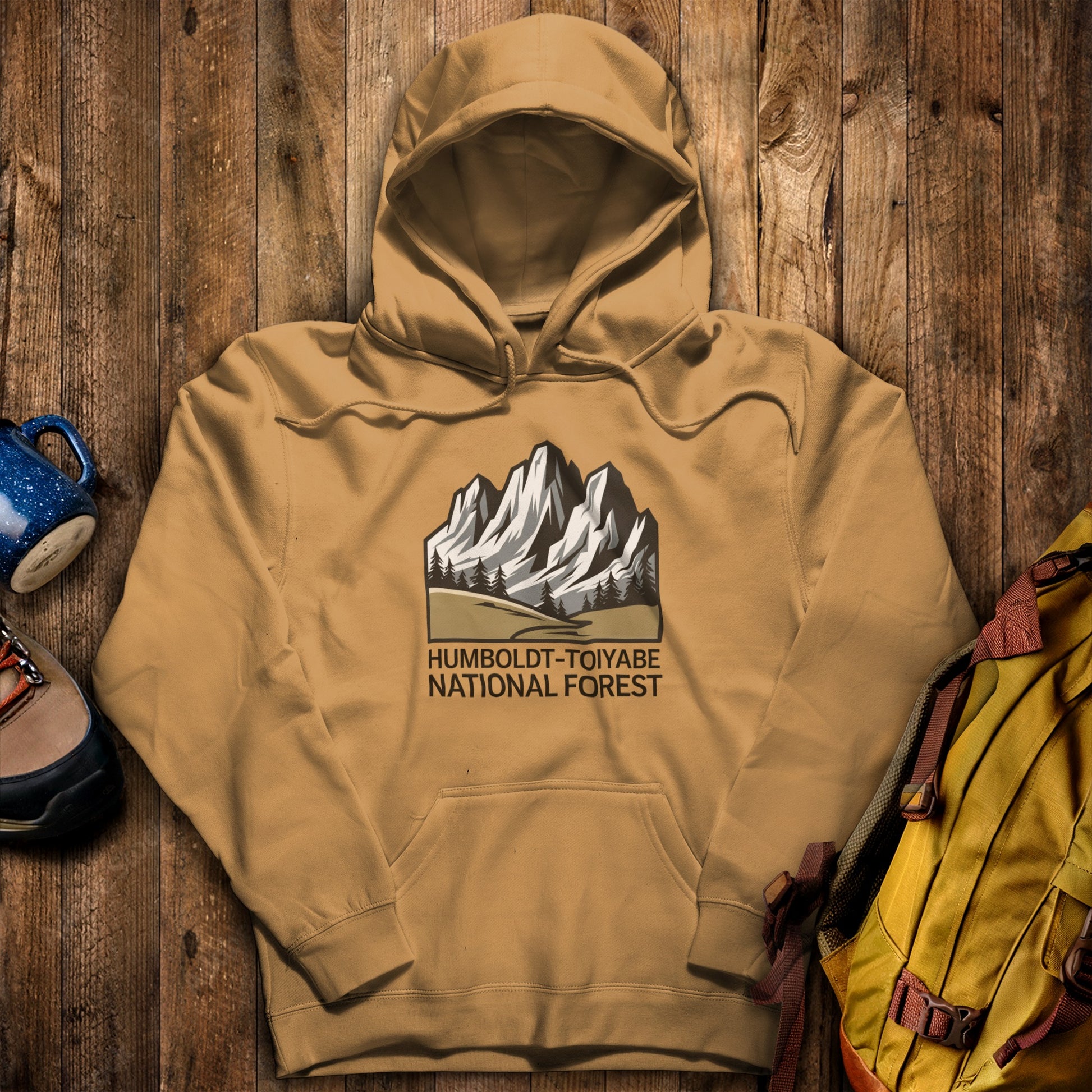 Humboldt-Toiyabe National Forest Hoodie Mustard Adventure and Outdoors Themed Hoodie