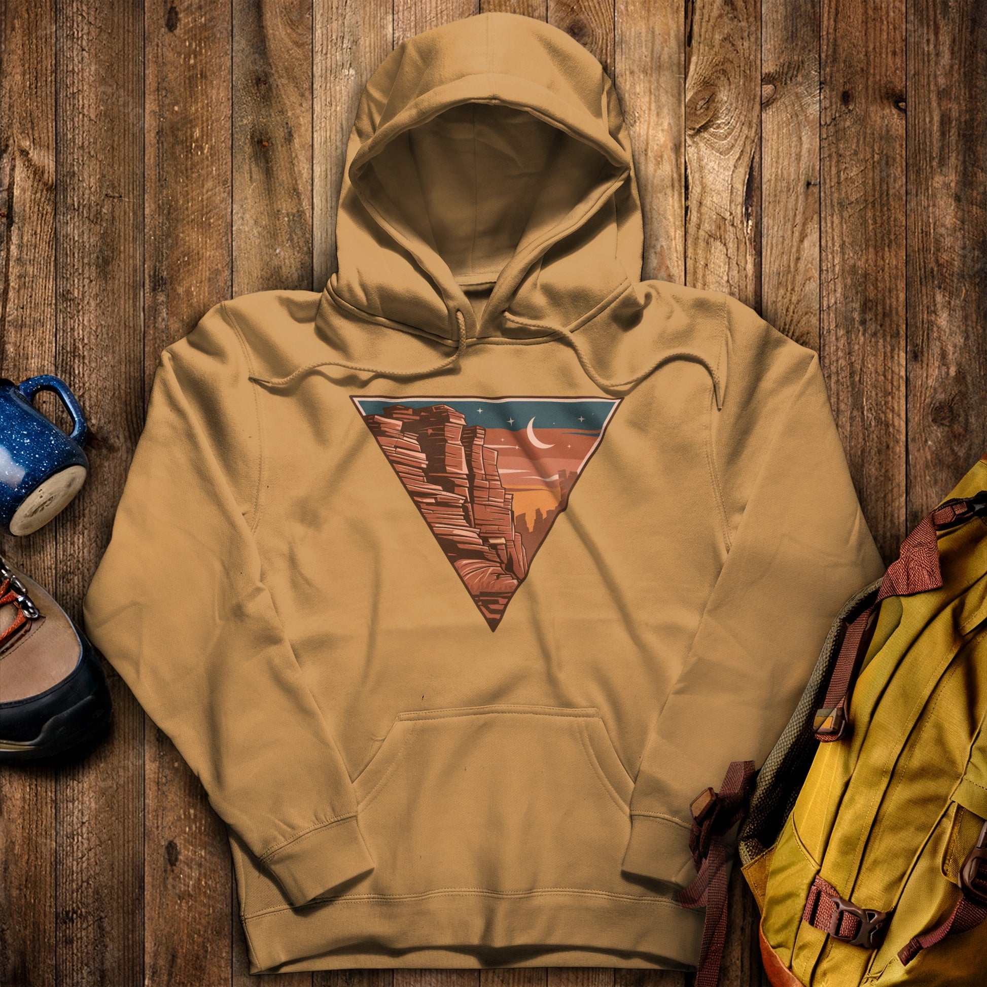 Red Rock Canyon Hoodie Mustard Adventure and Outdoors Themed Hoodie