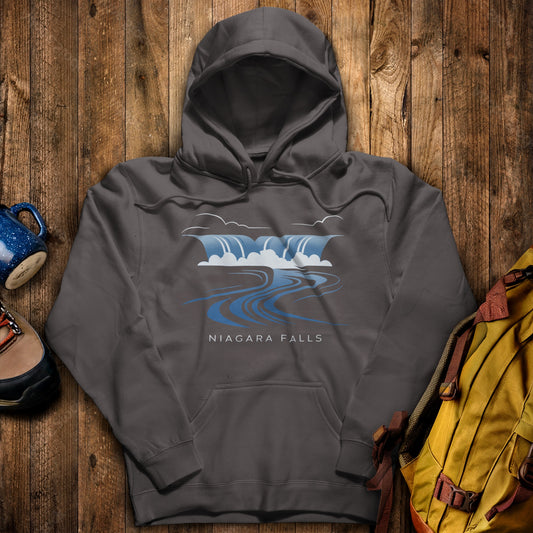 Niagara Falls Hoodie Charcoal Adventure and Outdoors Themed Hoodie