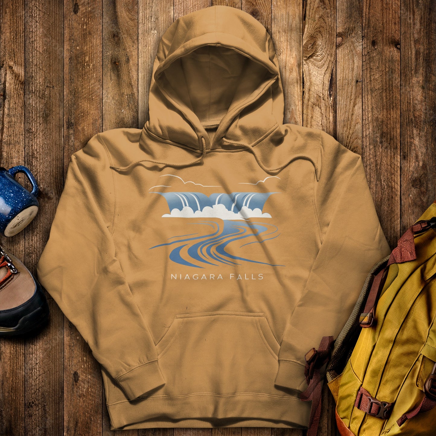 Niagara Falls Hoodie Mustard Adventure and Outdoors Themed Hoodie