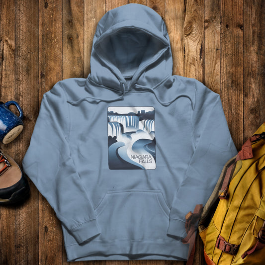 Niagara Falls Modern Hoodie Stone Blue Adventure and Outdoors Themed Hoodie