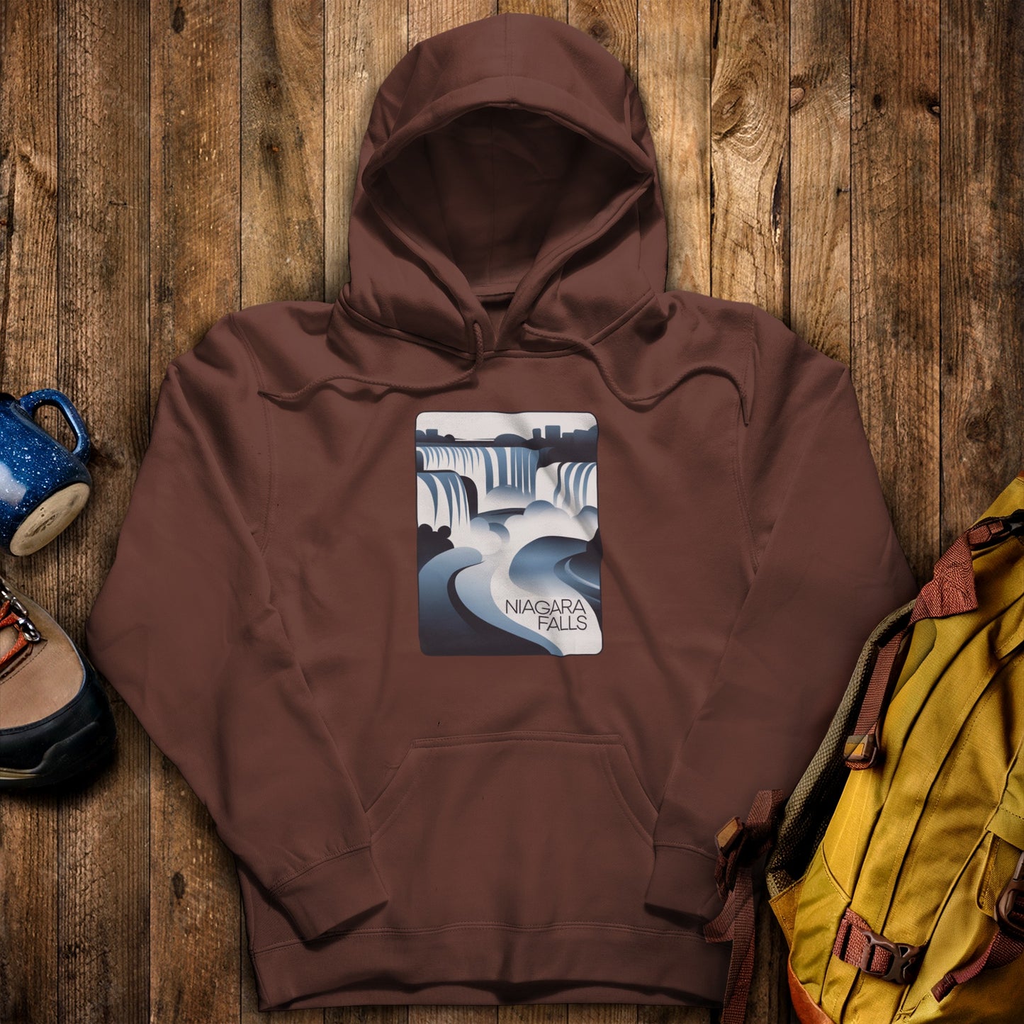 Niagara Falls Modern Hoodie Cocoa Adventure and Outdoors Themed Hoodie
