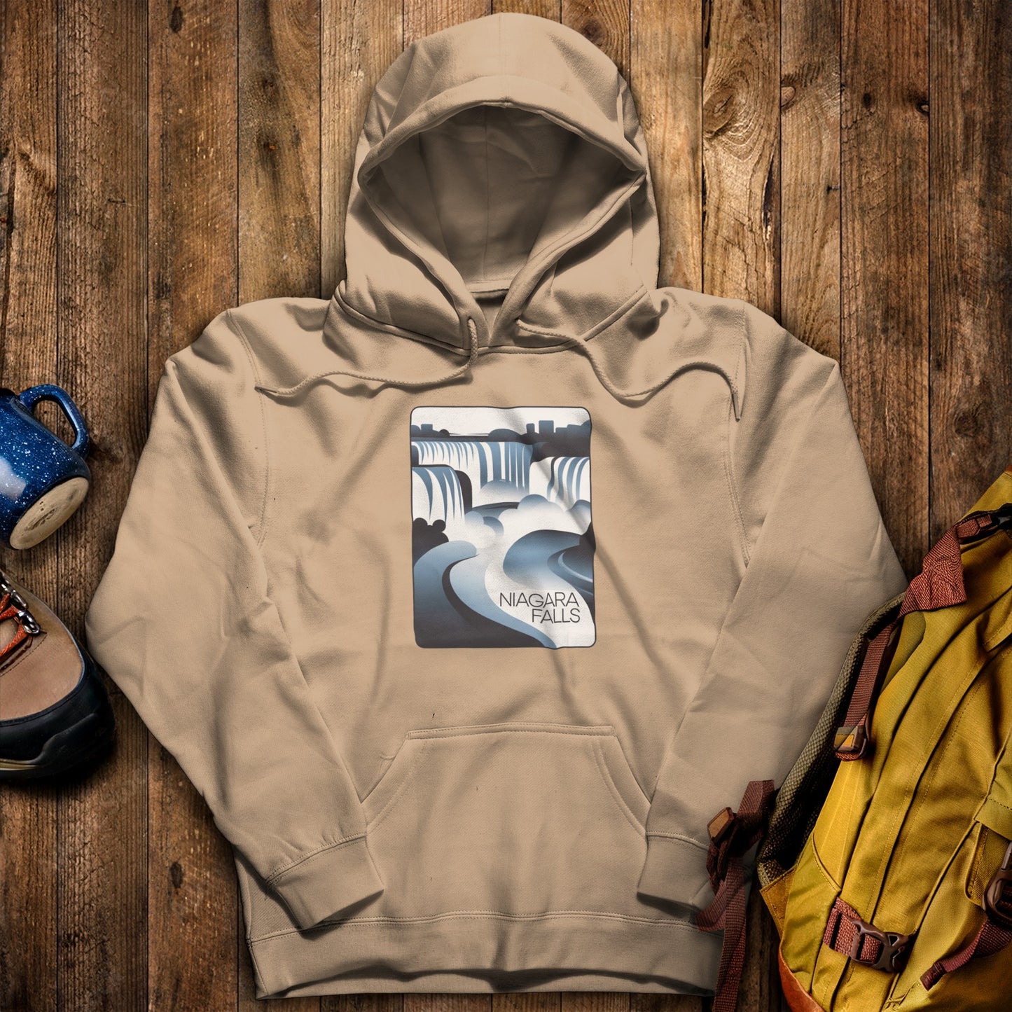 Niagara Falls Modern Hoodie Sand Adventure and Outdoors Themed Hoodie