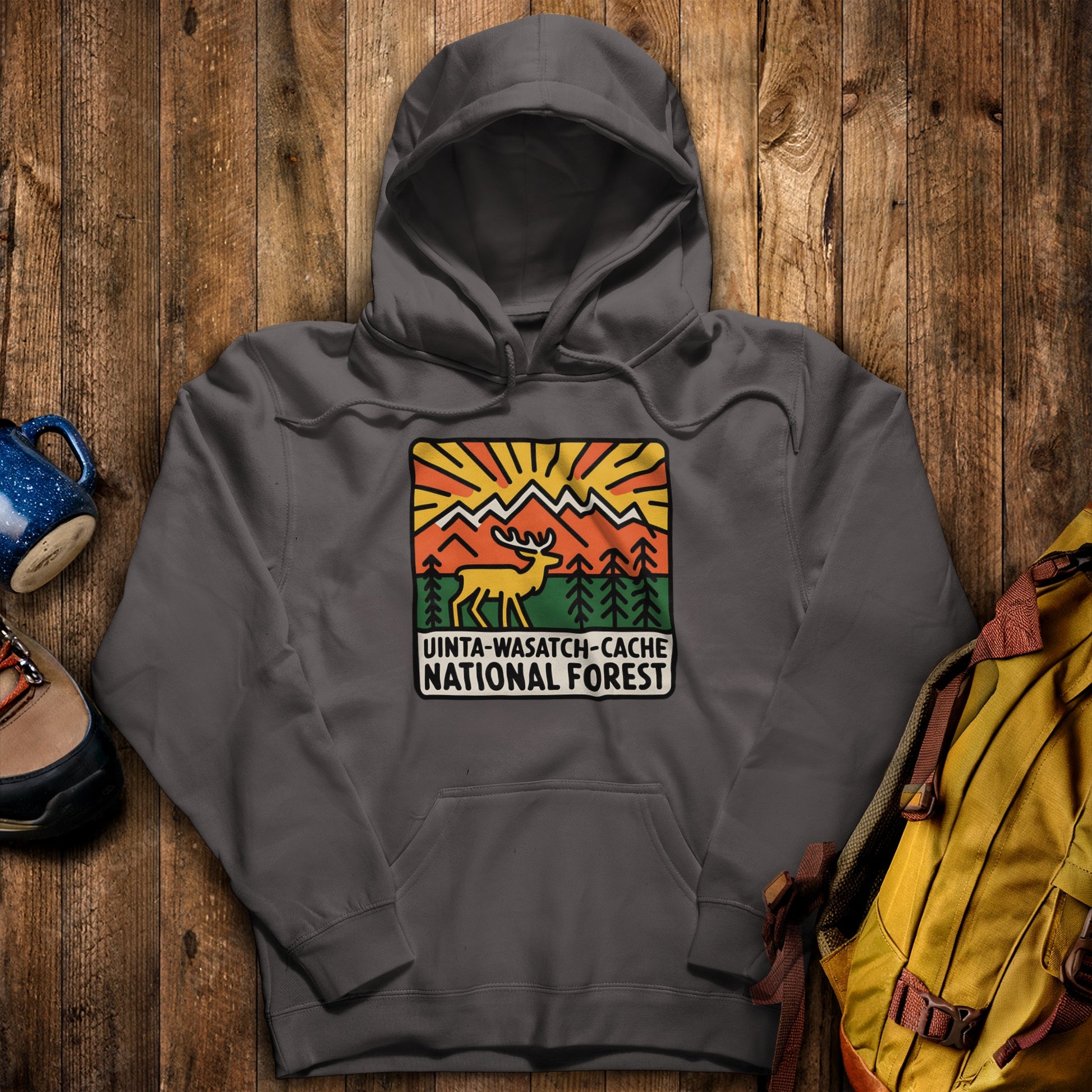 Uinta-Wasatch-Cache National Forest Hoodie Charcoal Adventure and Outdoors Themed Hoodie