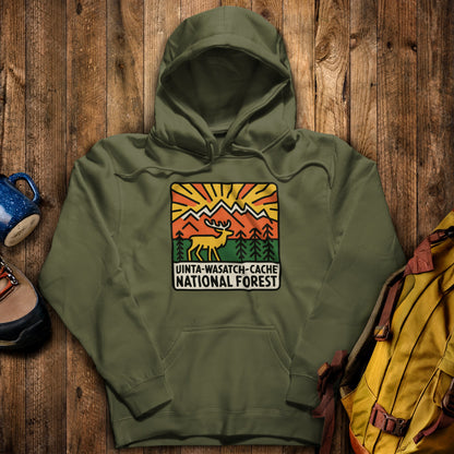 Uinta-Wasatch-Cache National Forest Hoodie Military Green Adventure and Outdoors Themed Hoodie