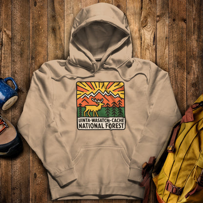 Uinta-Wasatch-Cache National Forest Hoodie Sand Adventure and Outdoors Themed Hoodie