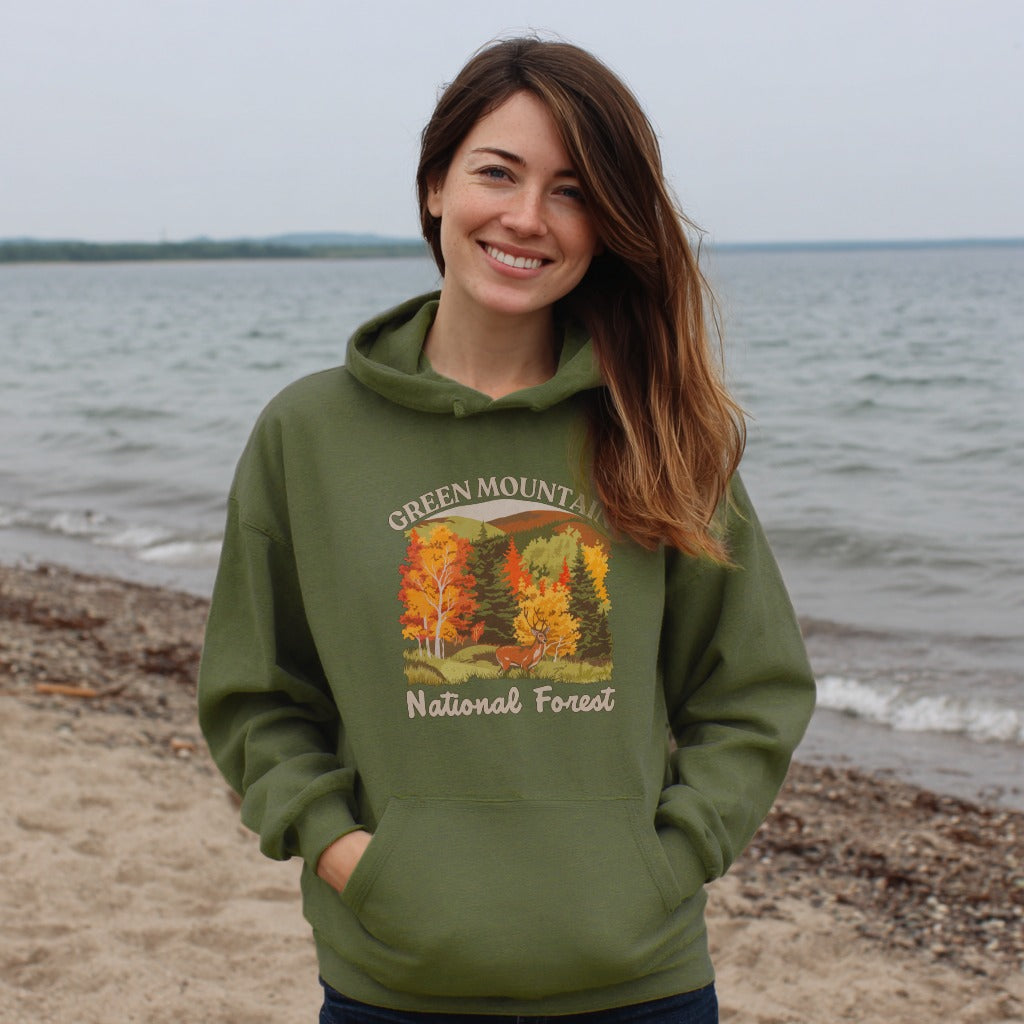 Green Mountain National Forest Hoodie Adventure and Outdoors Themed Hoodie