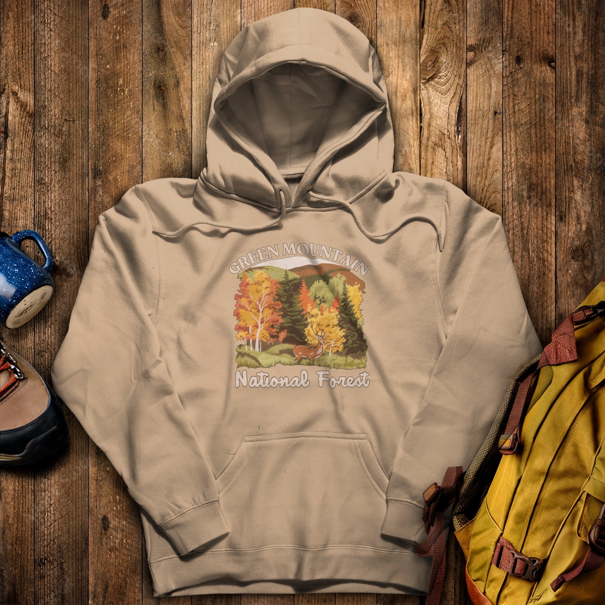 Green Mountain National Forest Hoodie Sand Adventure and Outdoors Themed Hoodie