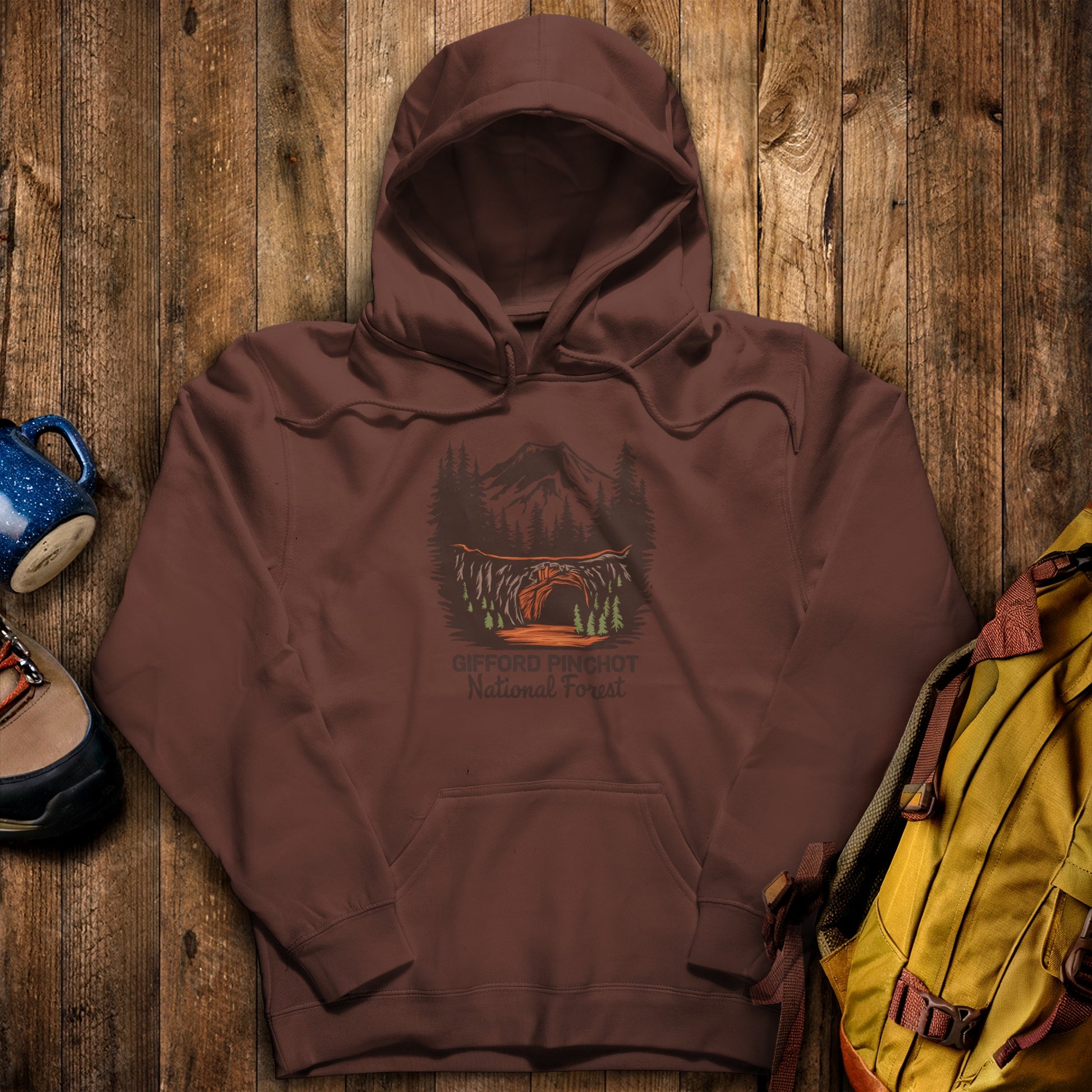 Gifford Pinchot National Forest Hoodie Cocoa Adventure and Outdoors Themed Hoodie