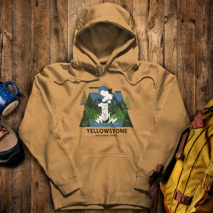 Yellowstone National Park Hoodie Mustard Adventure and Outdoors Themed Hoodie