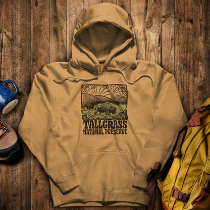 Tallgrass Prairie National Preserve Hoodie Mustard Adventure and Outdoors Themed Hoodie