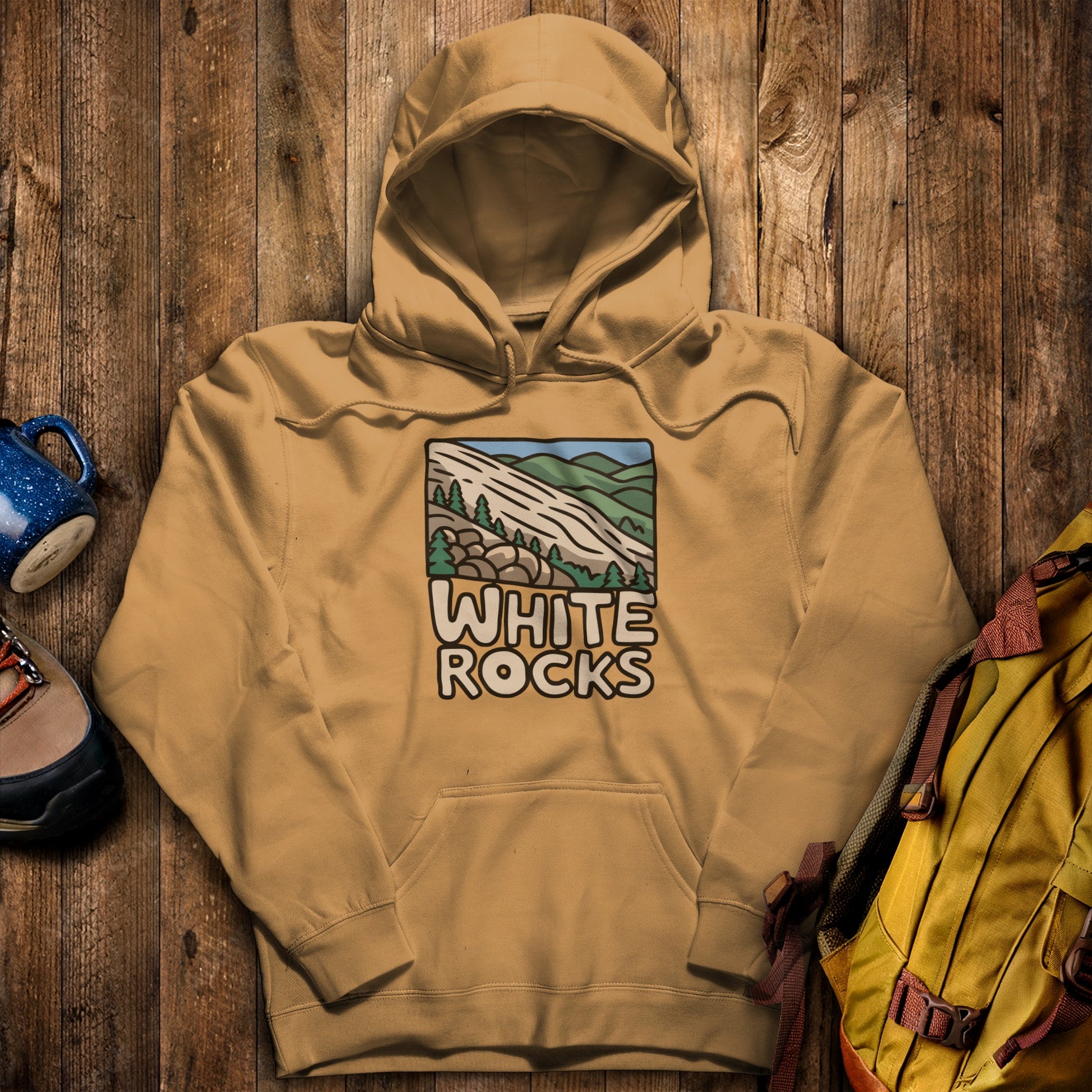 White Rocks National Recreation Area Hoodie Mustard Adventure and Outdoors Themed Hoodie